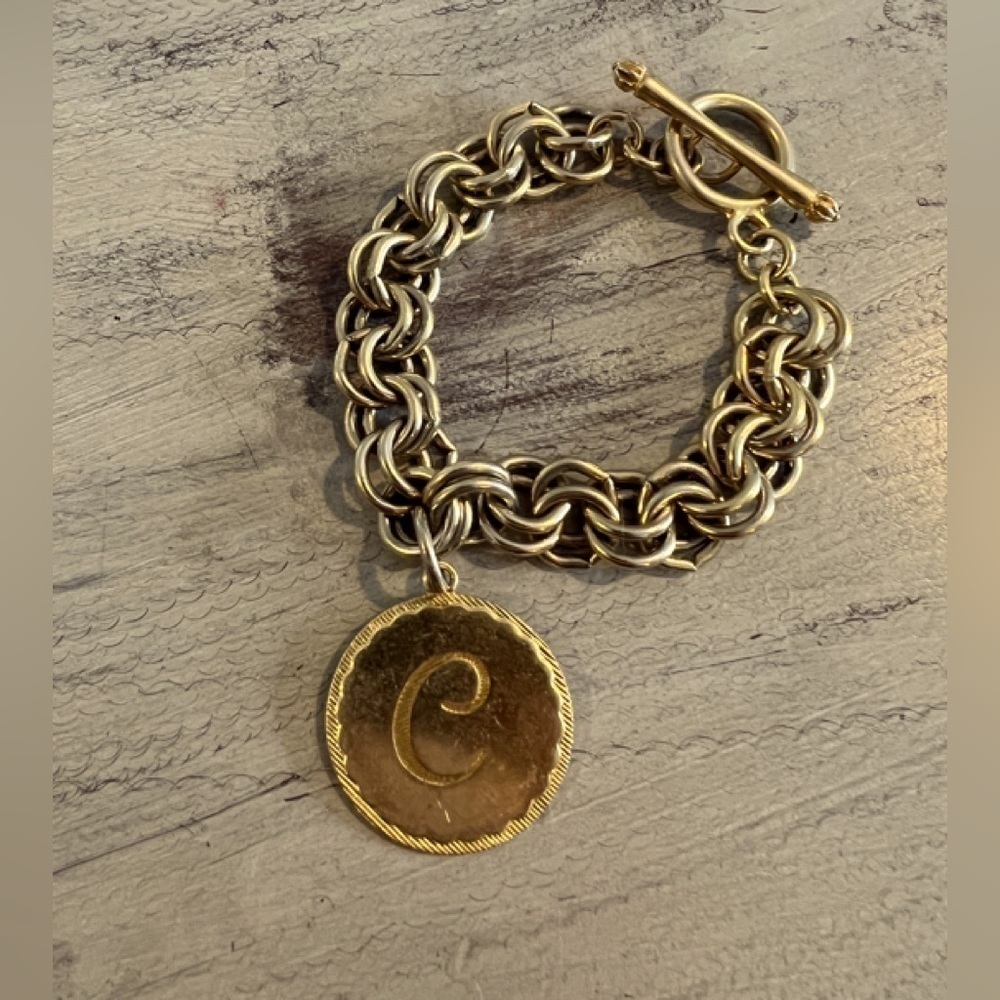 Gold Chain Link “C” Initial Bracelet From Houston NutCracker Market​​​​​​​​​